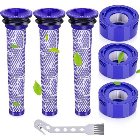 Coavas – Kit filtres aspirateur Dyson V7/V8 – 3 pré-filtres et 3 filtres HEPA lavables – Brosse incluse (1/5)