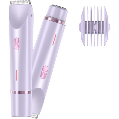 Rasoir électrique 2 en 1 pour femmes, étanche, tondeuse bikini, double tête, USB-C violet (1/5)