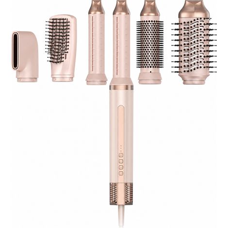 Brosse soufflante 6-en-1 ionique, boucleur, lisseur et sèche-cheveux, rose, 110 V US (1/5)