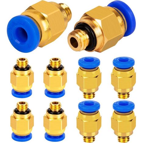 Conector neumático recto para aire comprimido, rosca M6, conexión enchufable para conector de impresora 3D, tubo de PTFE, 4 mm, 10 unidades, PC4-M6 (1/5)