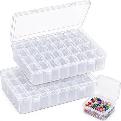 Petite Boite de Rangement, Petite Boite Plastique avec Couvercle, Boîte Rangement Perles, Mini Boîte Plastique pour Bijoux, Vis, Pilules – 5.5 x 5.5 x 2 cm (1/5)