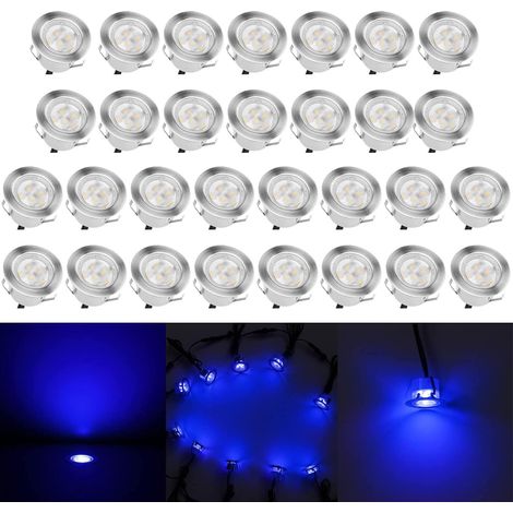 10 Spot LED Eclairage Extérieur Encastrable Sol Terrasse Bois,45mm Spots Encastré Extérieur Fait en IP67 DC12V 1W Avec Alimentation EU Pour Jardin Escalier Patio RGB (1/5)