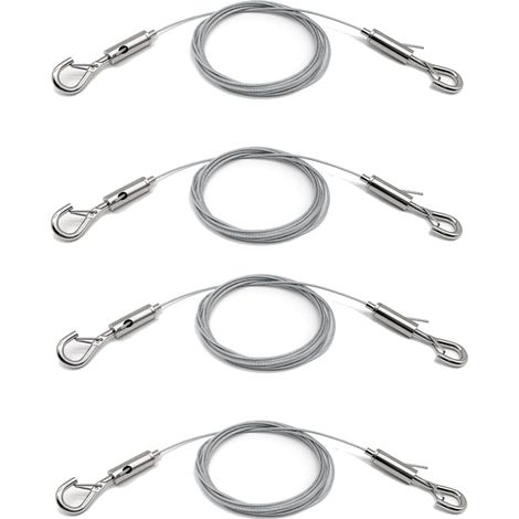 Lot de 4 câbles de suspension réglables et robustes pour accrocher des photos de 22,7 kg, câble métallique en acier inoxydable de 2 m x 1,5 mm (1/5)