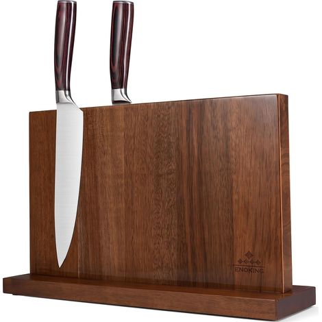 Grand Bloc à Couteaux Magnétique 38,6 x 23 cm, Double Face Porte Couteaux Aimanté, Bloc Couteaux Cuisine en Bois d'Acacia, Range Couteau de Cuisine avec Aimant Puissant (1/5)