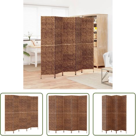 The Living Store Paravent 5-tlg. Braun 205x180 cm Wasserhyazinthe - Raumteiler - Paravent - Wasserhyazinthen - Holzoptik - Landhausstil (1/5)