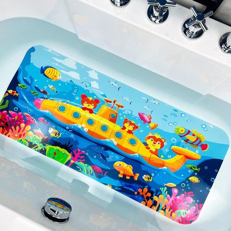 Tapis de bain antidérapant pour enfants  Motif dessins animés amusants  Tapis de bain antidérapant pour tout-petits  Grand tapis de baignoire pour bébé (sous-marine) (1/5)