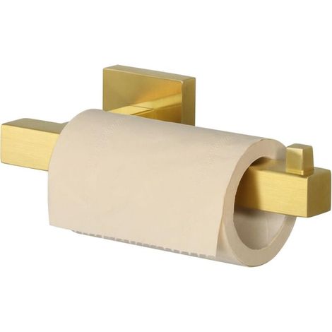 Porte Rouleau Papier Toilette, Longeur 18 CM, Papier Toilette Mural pour Salle de Bain/Cuisine, en Acier Inoxydable SUS 304, Antirouille et Pratique, Couleur Or (Carré)
