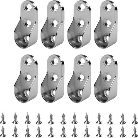 Lot de 8 Barre de penderie,Support Tringle,Penderie Ovale Support Barre Penderie Alliage de Zinc Nickelé pour Tringle Vetement Dressing (1/5)