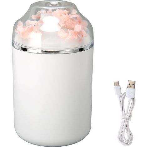 Diffuseur d'huiles essentielles en forme de fleur immortelle, grand volume de brume, silencieux, humidificateur domestique blanc perle (1/5)