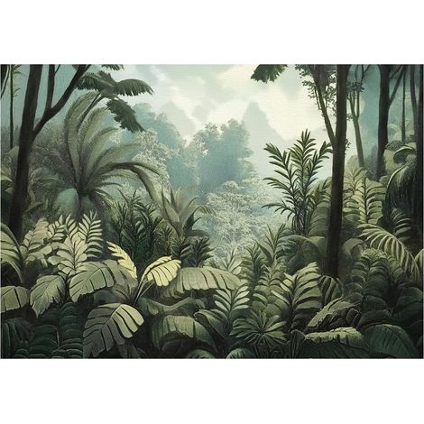 Papier peint avec des animaux verts de la jungle, décoration murale – 150 x 105 cm papier peint intissé Wallarena (1/4)