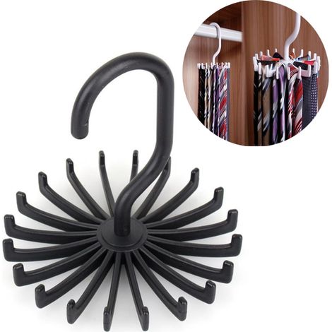 Soavoa Porte-Cravates Et Écharpes Rond En Plastique Noir, Organisateur Mural Pour Salle De Bain Et Dressing, Support Gain De Place (1/4)