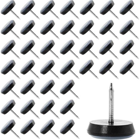 40 Stück 19 mm Teflon-Stuhlgleiter, runde Möbelgleiter, Nagelgleiter zum Schutz von Fliesen und Böden (1/4)