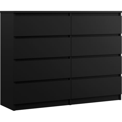 Commode 8 Tiroirs, Noir Mat, 120 x 39 x 101 cm (1/5)