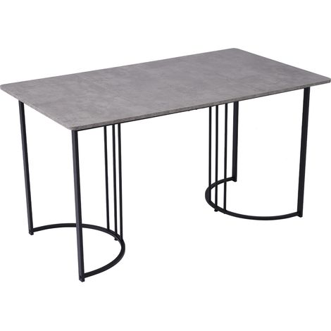 Tavolo da pranzo 140 x 80 cm effetto marmo grigio, struttura in metallo, gambe regolabili (1/5)