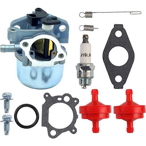 Kit carburateur 675 190 cm³, filtre à carburant, ressort et bougie d'allumage pour moteur Briggs & Stratton 6,25 CV et 6,75 CV MRS Push (1/4)
