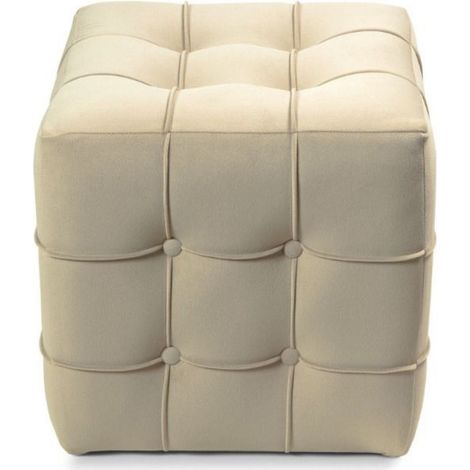Pouf en velours "Lizbon" - 42 x 42 x 42 cm - Crème
