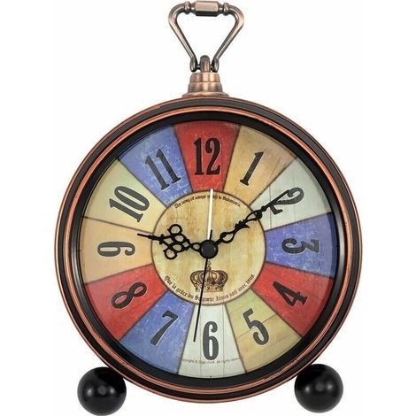 Retro 12cm analog alarm clock, no ticking, ideal for the living room, bedroom, bedside table, office, and makes an excellent gift. (1/5)