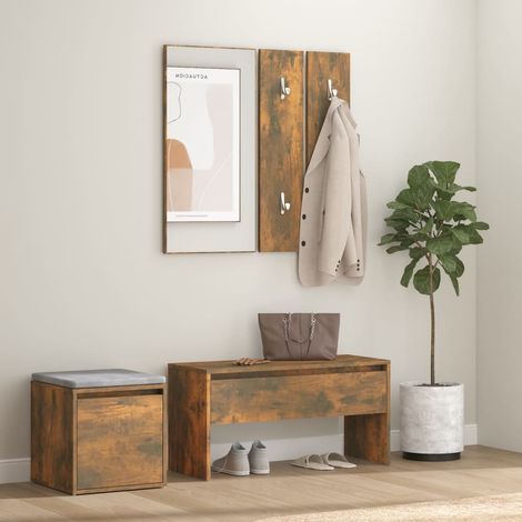 Hallway Furniture Set Smoked Oak Engineered Wood vidaXL (1/5)