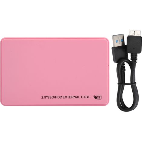 Boîtier externe HDD 2.5 pouces ABS USB 3.0 SATA rose, boîtier disque dur mobile 5Gbps, coque de transmission rapide pour disque dur externe (1/5)