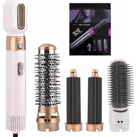 Le sèche-cheveux Platinum (5W amélioré) 5 en 1 répond aux normes européennes et est équipé d'un fer à friser ionique, d' (1/5)