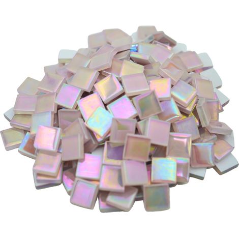 Carreaux de mosaïque en verre brillants carrés, 1,5 cm, 0,5 kg, DIY, cadres photo, baignoires, sous-verres, vases, décoration intérieure (Rose Lilas) (1/5)