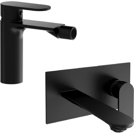 Coppia miscelatori Lavabo ad Incasso Bidet senza Scarico in Ottone Nero Opaco Mod. Kerry (1/3)