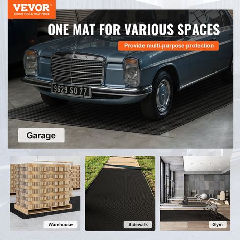 Tapis de Sol de Garage 1236x4625 mm Rouleau Revêtement Sol en Caoutchouc SBR Motif 3D Épaisseur 3 mm Étanche Facile à Nettoyer pour Protection de Sol sous Voitures, Garage, Salle de Sport, Noir (1/5)
