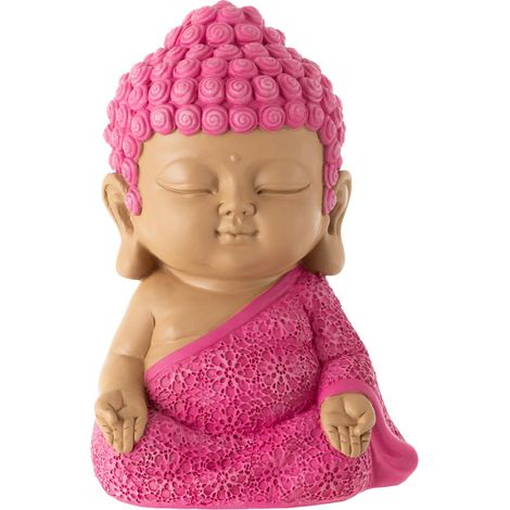 Statuette Moine Zen "Toby" 19cm Rose (1/4)