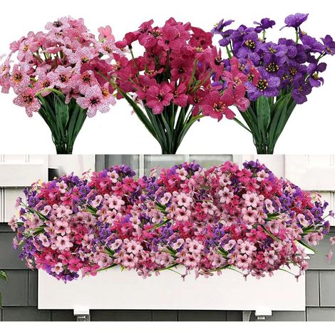 Künstliche Blumen Balkon Deko 9er Set Wetterfest UV-beständig 3 Farben (1/5)