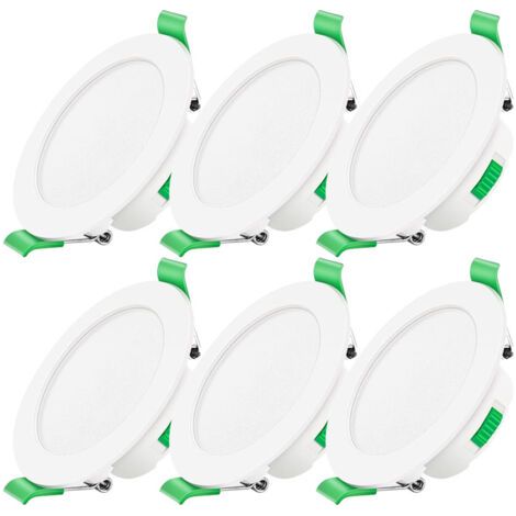 Spot LED Encastrable Dimmable 230V 7W Spot Plafond Étanche IP44 Réglable Plafonnier Encastré pour Salle de Bain, Salon, Lot de 6, Rond, [Classe énergétique D]