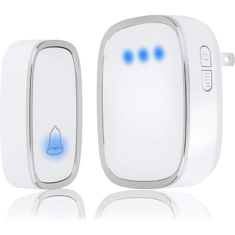 Sonnette Porte Sans Fil Étanche - Alimentée par Piles - 4 Niveaux Volume - Portée 1000 Pieds - Indicateur LED (1/5)