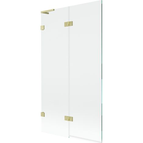 Mexen Lunar L Badewannenfaltwand 2-flügelig links 100 x 150 cm, transparent, gebürstetes Gold - 897L-100-100-55-00-L (1/5)