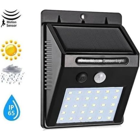 Projecteur de sécurité LED - MITYNDB - YX03-30-1M - Lot de 4 - Énergie solaire - Extérieur - Noir (1/4)
