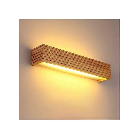 LED-Wandleuchte, 35 cm, Holz, warmweißes Licht, für Schlafzimmer, Wohnzimmer, Büro, Flur