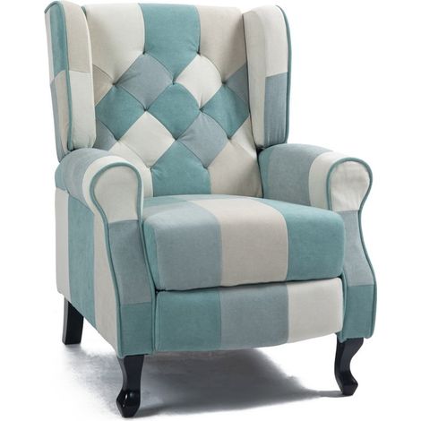 Poltrona in tessuto reclinabile patchwork 78x85x102 cm - Madame (1/5)