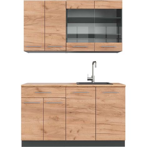 Cuisine Fame-Line, Chêne doré/anthracite, 140 cm , PT Chêne, Vicco