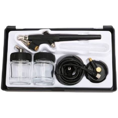 Kit aérographe avec boîtier en plastique, tuyau et adaptateur, pompe à air pour pistolet à peinture (1/4)