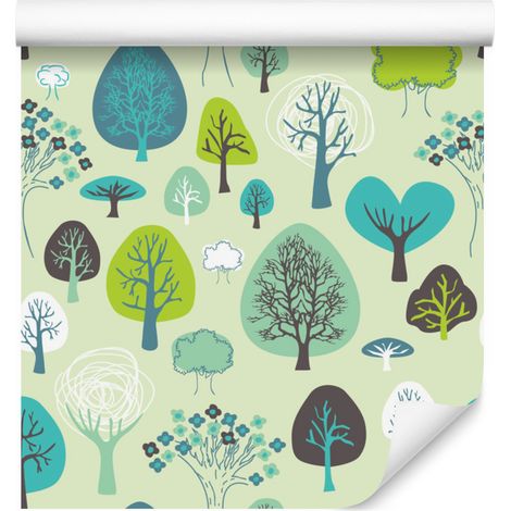 Papier peint à motifs de plantes et d'arbres verts pour salon et chambre 50x1000 cm (1/5)