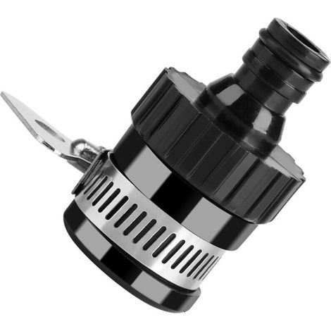 Connecteur de Robinet Universel Adaptateur de Tuyau de Jardin pour la Cuisine, le Jardinage, le Lavage de Voiture (Noir) (1/4)