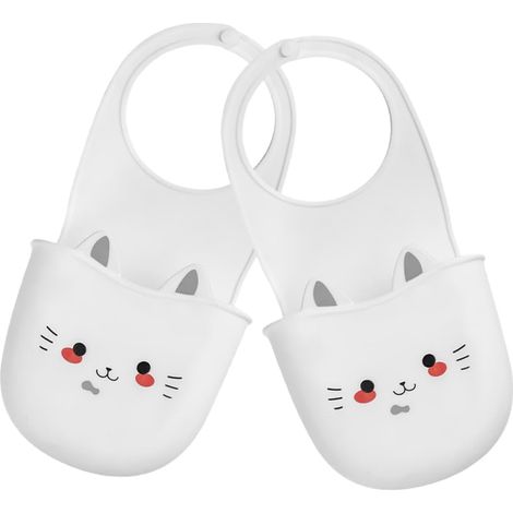 Set di 2 scolapiatti da cucina a forma di gatto con portaspugna e cestello per verdure integrato.
