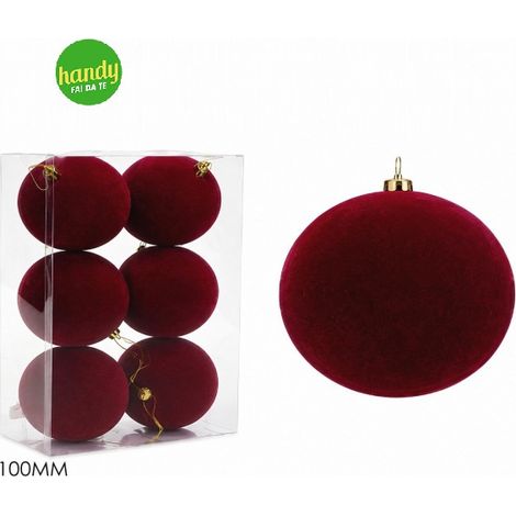 Set 6 Palle di Natale General Trade Bordeaux in Velluto Ø100 mm Lisce