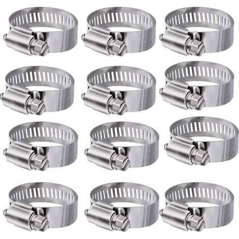 Collier de Serrage 304 Collier INOX Ajustable en Acier Inoxydable Tuyau Pinces Clips Fixationpour Famille Tuyau d'eau,réservoir de gaz,Tube d'automobiles (16-25mm) (1/5)