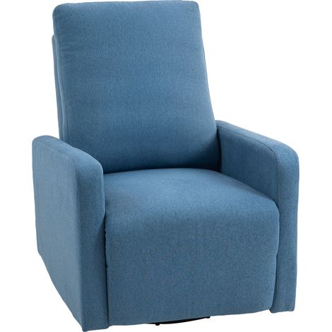 Poltrona Relax Reclinabile Manualmente a 135° Girevole a 360° con Funzione Dondolo Blu