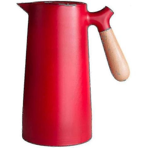 Thermoskanne, doppellagige Wärmedämmung, Kaffeeglas, Wasserkocher mit Holzgriff, 1000 ml (1/5)