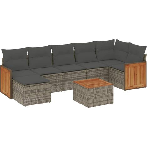 Maison Exclusive - 8-tlg. Garten-Sofagarnitur mit Kissen Grau Pol (1/5)