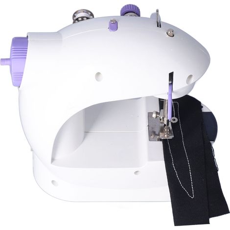 Mini-tragbare Nähmaschine mit Fußpedal, LED-Licht, automatischem Fadenabschneider, Geradstich, für Heimreparaturen, automatischem Spulenaufwickler, 100-240V Netzteil (Batterien nicht im Lieferumfang e (1/5)