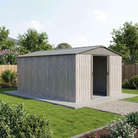 Abri de jardin métal 11m² – Double porte coulissante 138x160 cm – Acier galvanisé avec kit d'ancrage – Résistance à la neige 100 kg/m² – X-Metal (1/5)