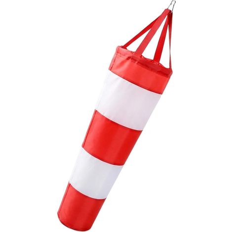 Outdoor Windsock 0.8m Weather Proof Red and White Weather Vane with Reflector Accurate Wind Direction Indicator for Garden, Yard, Aerial Modelling, Camping (1/5)