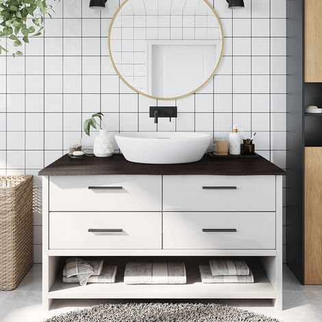 Waschtischplatte Dunkelbraun 100x60x2 cm Massivholz Behandelt