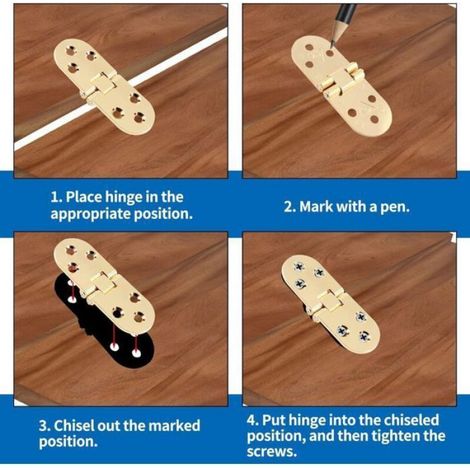 Charnière pliante - - - 79 x 30 mm (3,1×1,2") - Lot de 4 - Antirouille pliable 180° (1/4)